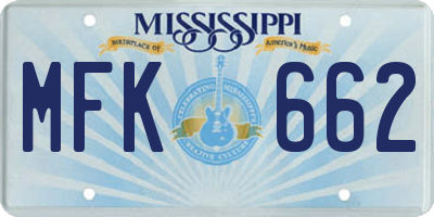 MS license plate MFK662