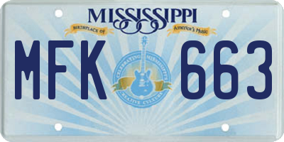 MS license plate MFK663