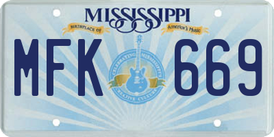 MS license plate MFK669