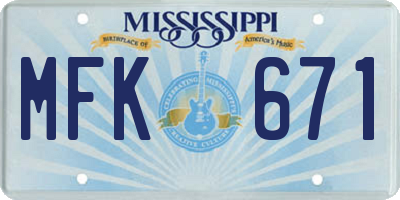 MS license plate MFK671