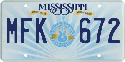 MS license plate MFK672