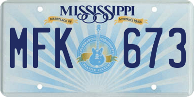 MS license plate MFK673