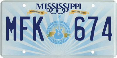 MS license plate MFK674