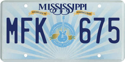 MS license plate MFK675