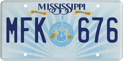 MS license plate MFK676