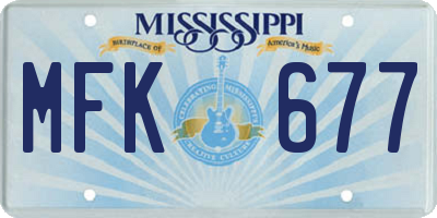 MS license plate MFK677