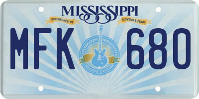 MS license plate MFK680