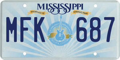 MS license plate MFK687