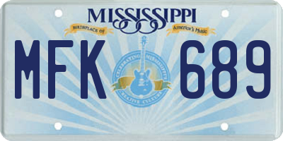 MS license plate MFK689