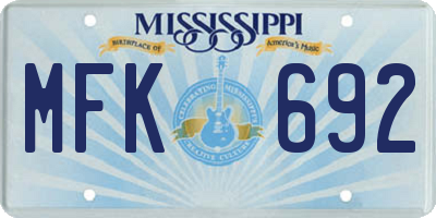 MS license plate MFK692