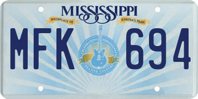 MS license plate MFK694
