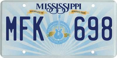 MS license plate MFK698