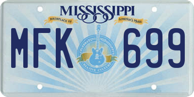 MS license plate MFK699