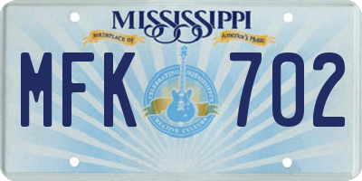 MS license plate MFK702