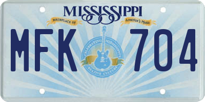 MS license plate MFK704