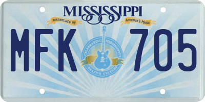 MS license plate MFK705