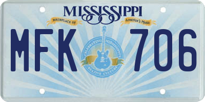 MS license plate MFK706