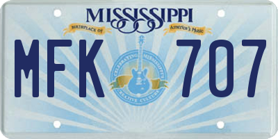 MS license plate MFK707