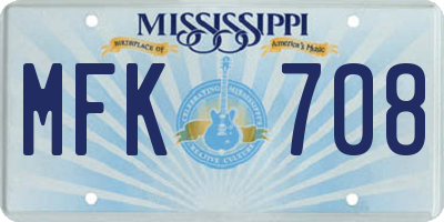 MS license plate MFK708