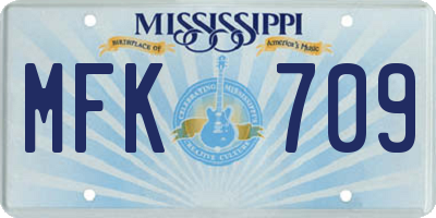 MS license plate MFK709