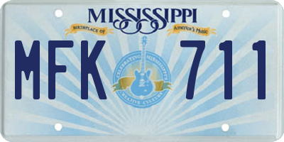 MS license plate MFK711