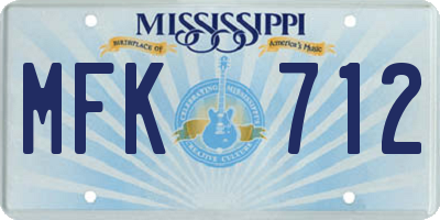 MS license plate MFK712
