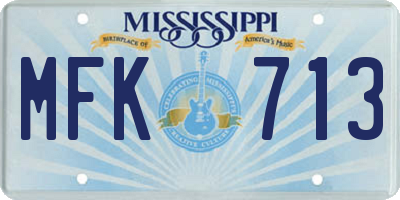 MS license plate MFK713