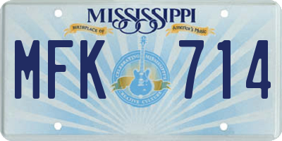 MS license plate MFK714