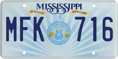 MS license plate MFK716