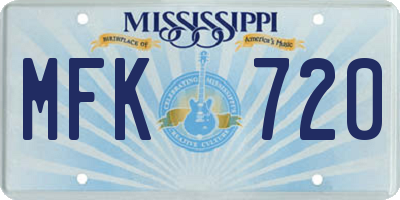 MS license plate MFK720