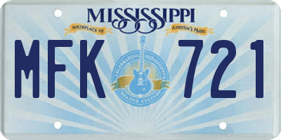 MS license plate MFK721