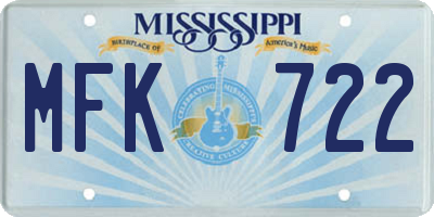 MS license plate MFK722