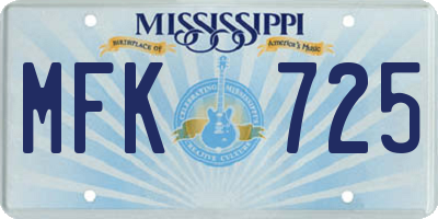 MS license plate MFK725