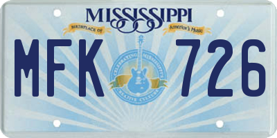 MS license plate MFK726