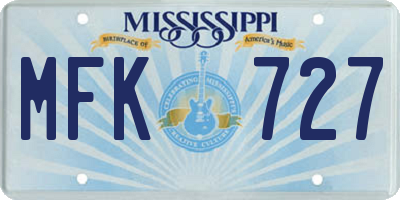 MS license plate MFK727