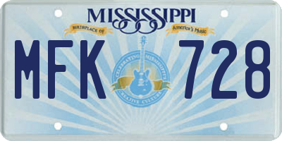 MS license plate MFK728