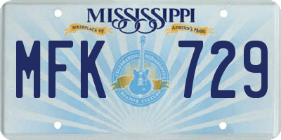 MS license plate MFK729