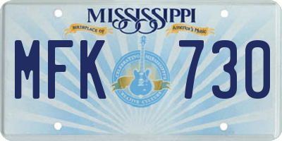 MS license plate MFK730