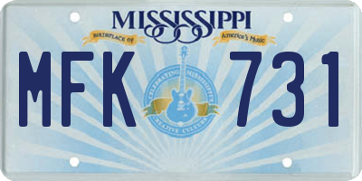 MS license plate MFK731