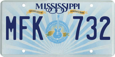 MS license plate MFK732