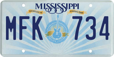 MS license plate MFK734