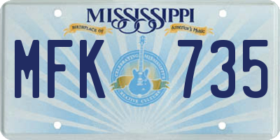 MS license plate MFK735