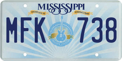 MS license plate MFK738