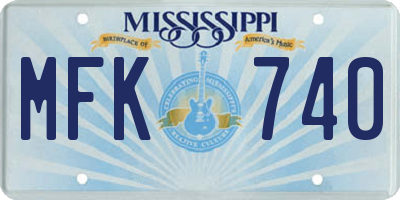 MS license plate MFK740