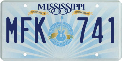 MS license plate MFK741