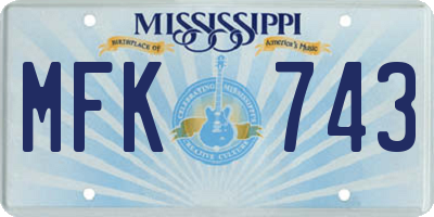 MS license plate MFK743