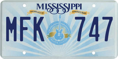 MS license plate MFK747