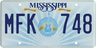 MS license plate MFK748