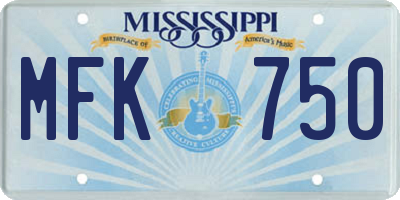 MS license plate MFK750