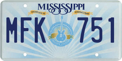 MS license plate MFK751